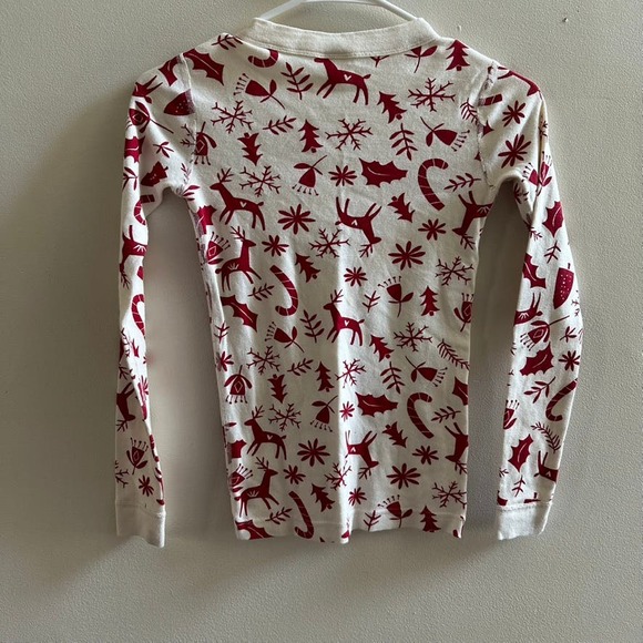 Hanna Andersson pajama long john top cream red reindeer 140 - Picture 8 of 8